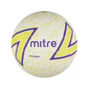 Image of Mitre Intercept 18 Panel Netball (white/Lime/Purple, 4)