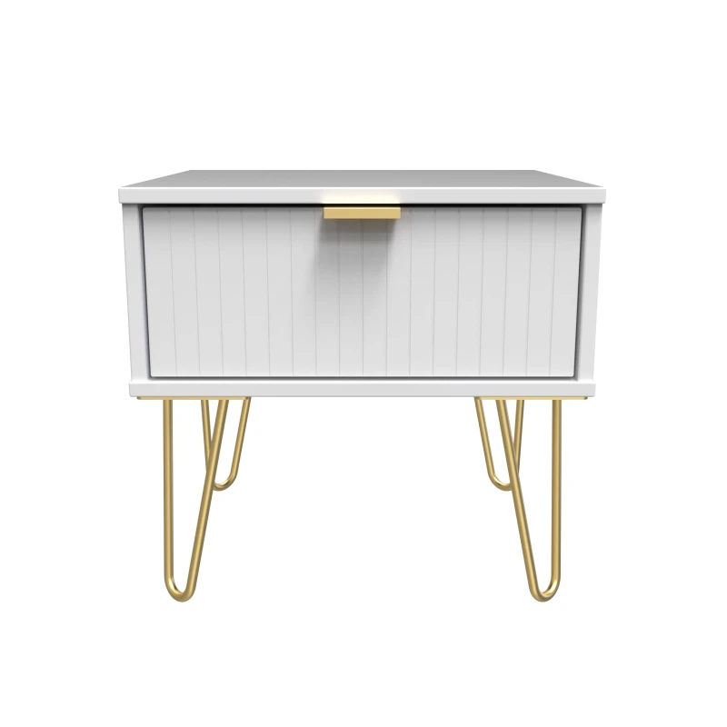 Image of Linear Ready Assembled Matt White 1 Drawer Small Side Table (H)410mm (W)450mm (D)395mm