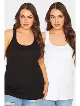 Image of Yours Racer Vest 2 Pack - Black/White, Size 16, Women