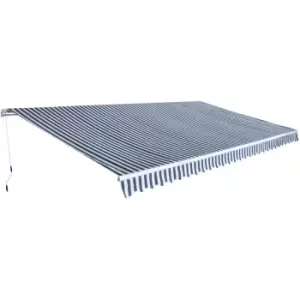 Image of Folding Awning Manual-Operated 600cm Blue and White vidaXL - Blue
