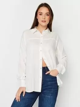 image of Long Tall Sally Ivory Long Sleeve Shirt, Cream, Size 10, Women