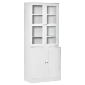 image of Homcom Modern Bookcase Display Storage Cabinet With Glass Doors Adjustable Shelves White