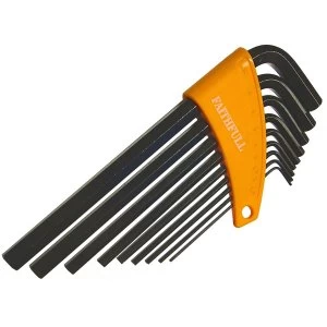 Image of Faithfull Hexagon Key Long Arm Set of 9 Metric (1.5-10mm)