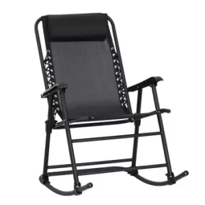 image of Outsunny Folding Rocking Portable Zero Gravity Chair - Black