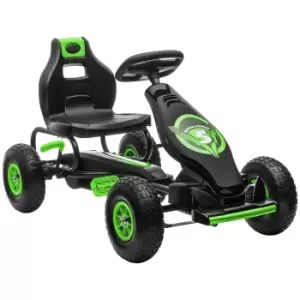 image of HOMCOM Children Pedal Go Kart, Racing Go Cart with Adjustable Seat, Inflatable Tyres, Shock Absorb, Handbrake, for Boys and Girls Ages 5-12, Green