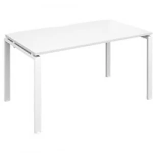 Image of Dams International Rectangular Single Desk with White Melamine Top and White Frame 4 Legs Adapt II 1400 x 800 x 725 mm