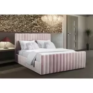 image of Keesa Bed Small Double Plush Velvet Pink