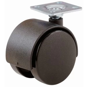 image of Select Hardware Pack of 2 Twin Wheel Plate Castors - 50mm