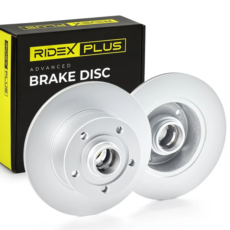 Image of RIDEX PLUS 82B0019P Brake disc Rear Axle, Solid, Grey Cast Iron, Coated, without ABS sensor ring Cast Iron Brake Disc (82)