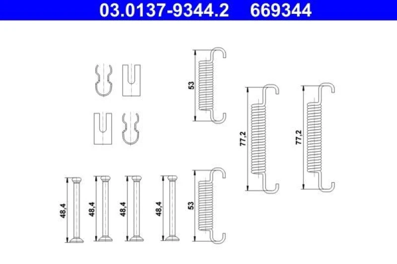 Image of Brake shoe fitting kit ATE 03.0137-9344.2