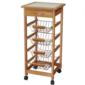 Image of Robert Dyas Kitchen Trolley Tile-Topped with Solid Wood Frame