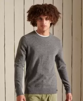 Image of Superdry Mens Lambswool Lightweight Crew Jumper Light Grey / Cloud Grey Marl - Size: Xxl