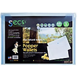Image of Seco Document Wallet A4 Blue Oxo-biodegradable Polypropylene 23.5 x 33.5 x 1.5cm 5 Pieces