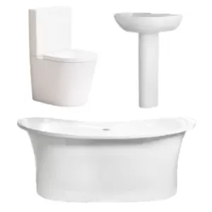 image of Torrelino Freestanding Bath and Newport Toilet and Basin Bath Suite