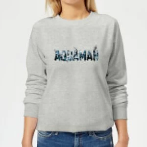 Image of Aquaman Chest Logo Womens Sweatshirt - Grey - L