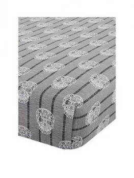 image of Catherine Lansfield Skulls Fitted Sheet - Double, Grey