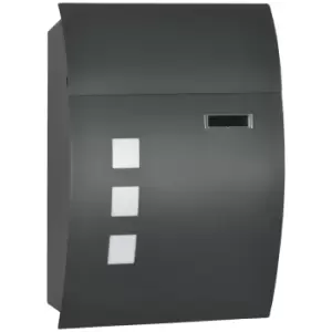 Image of HOMCOM Wall Mounted Letter Box, Weatherproof Post Box for Outside Wall, Modern Mailbox with 2 Keys, Viewing Windows and Nameplate, Anthracite Grey