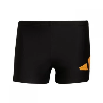 image of adidas Logo Graphic Swim Briefs Mens - Black / Semi Solar Gold