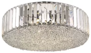 image of Spring 5 Light Flush Ceiling Light Chrome, Crystal, G9