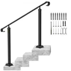 Image of VEVOR Wrought Iron Handrail Stair Railing Fit 3 Steps Adjustable Hand Rail