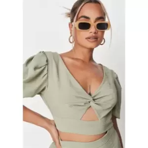 image of Missguided Petite Crop Top - Green