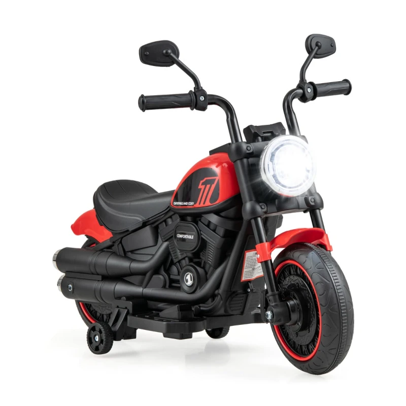 Image of Costway 6V Kids Ride On Motorcycle with Training Wheels and Headlight for Toddlers-Red, Red TQ10199GB-RE