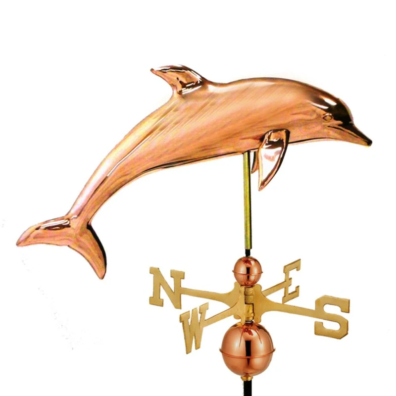 Image of Good Directions Farmhouse Copper Dolphin Weathervane - H87 x W70 x L44cm Copper Unisex