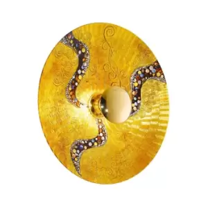 Image of Luna Designer Glass Extra Large Wall Light Polished Gold - Kiss Gold Pattern, 1x E27