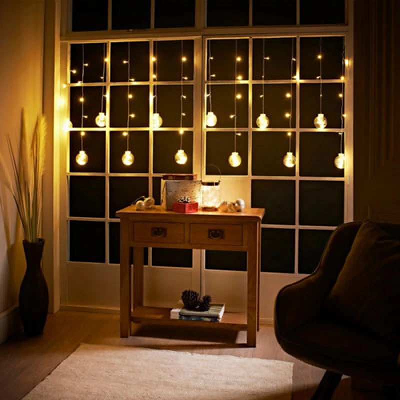 Image of Christmas Workshop 2x0.8m Bulb Curtain Lights - Warm White