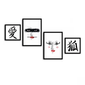 Image of 4PSCT-08 Multicolor Decorative Framed MDF Painting (4 Pieces)