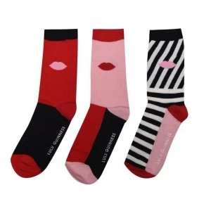 image of Lulu Guinness 3 Pack Socks - Multi