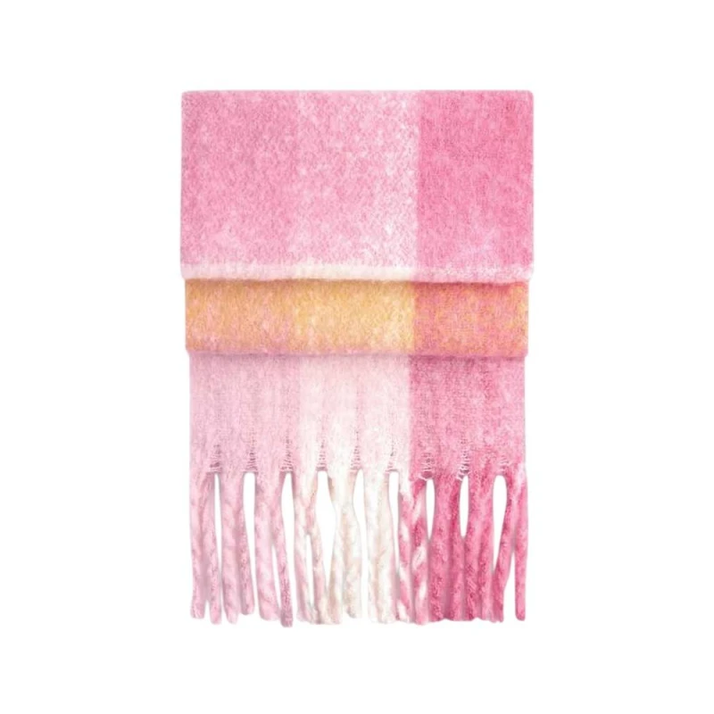 Image of Beechfield Mens Checkered Fluffy Scarf in Pink Pink Male One Size
