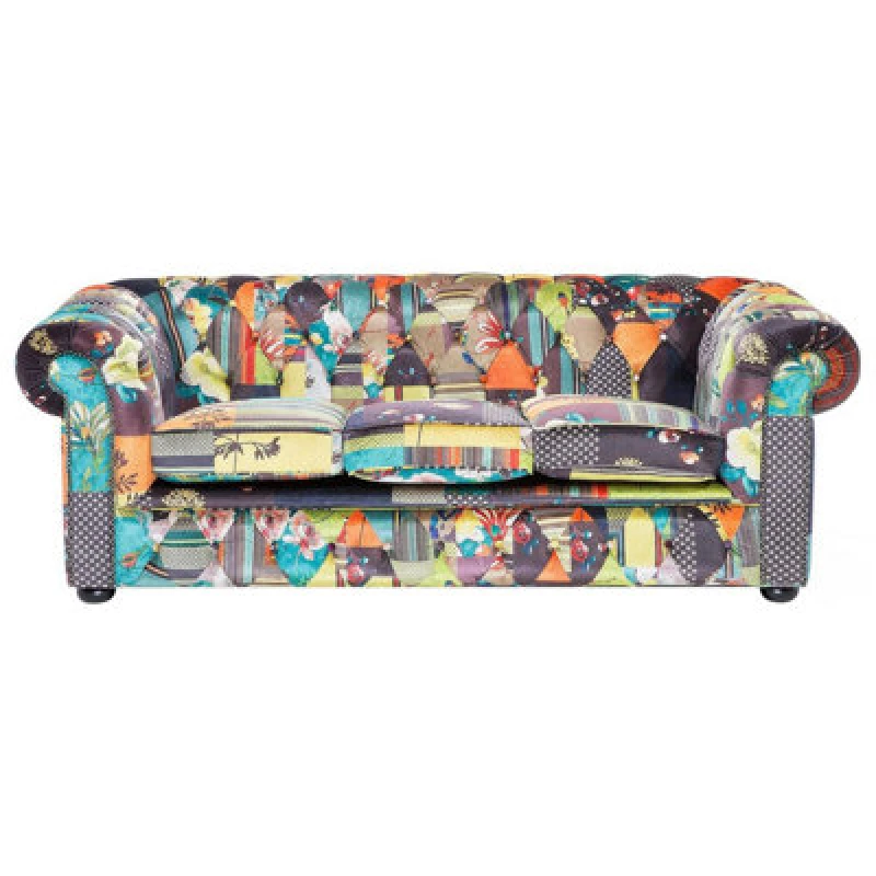 Image of Beliani Sofa 3 Seater Chesterfield Fabric Light Green
