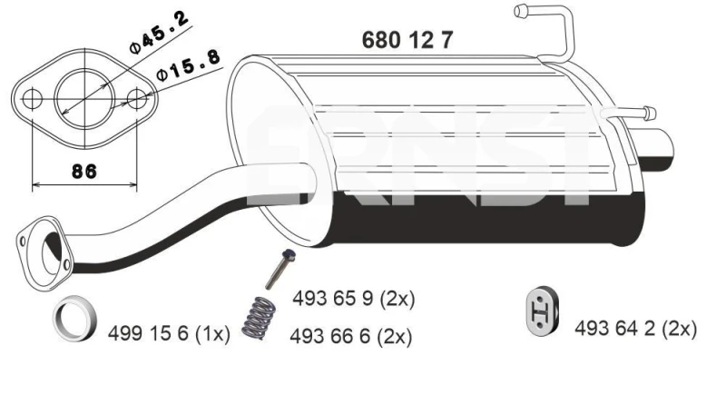 Image of Rear silencer ERNST 680127