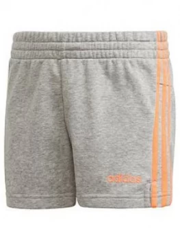 Image of adidas Youth Girls E 3 Stripe Shorts, Grey, Size 7-8 Years