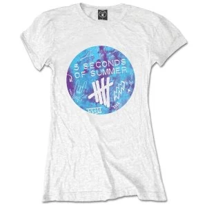 Image of 5 Seconds of Summer - Tie-Dye Scribble Logo Womens Large T-Shirt - White
