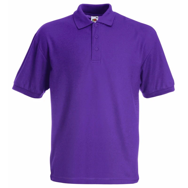 Image of Fruit of the Loom Pique Short-Sleeved Polo Shirt in Purple Size: 12-13 Years Purple Unisex 12-13 Years