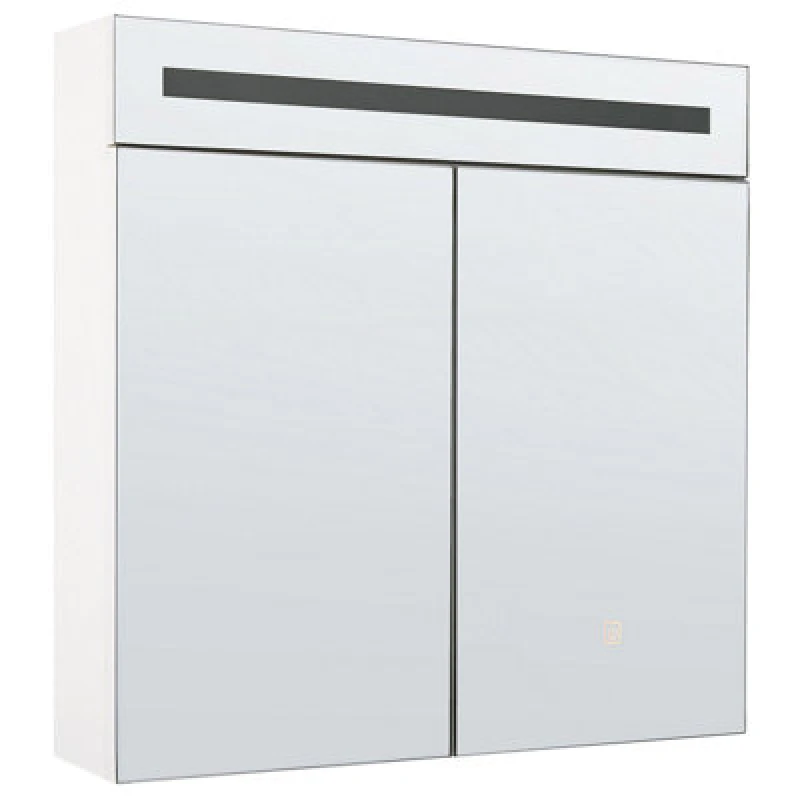 Image of Beliani Bathroom Wall Mounted Mirror Cabinet LED Jaramillo 60 Cm 60 Cm White