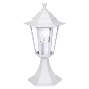 Image of IP44 Outdoor Pedestal Light White Aluminium Lantern 1x 60W E27 Bulb Porch Lamp