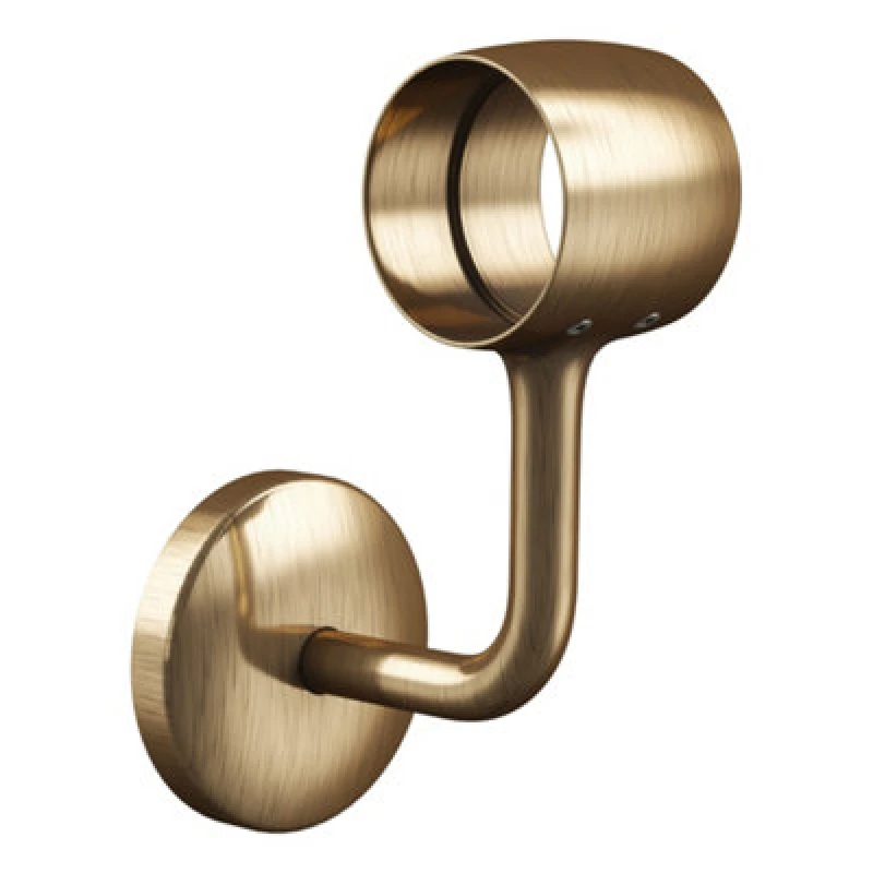 Image of Rothley Antique Brass Staircase Handrail Connecting Wall Bracket (Diam) 40mm