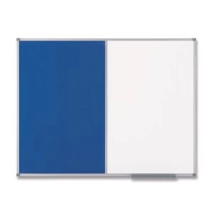 image of Nobo Classic 1200 x 900mm Combination Wall Mounted Noticeboard with Part Blue FeltPart Drywipe Surface with Painted Steel Frame