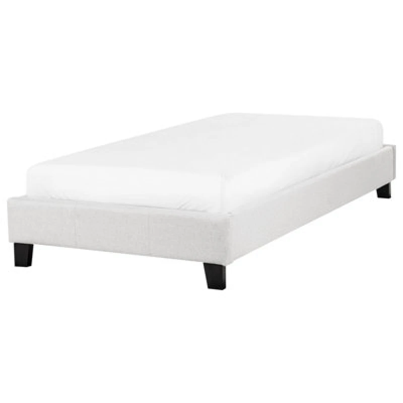 Image of Beliani Bed Without Headboard Fabric Roanne 90 X 200 Cm (Eu Single) Light Grey