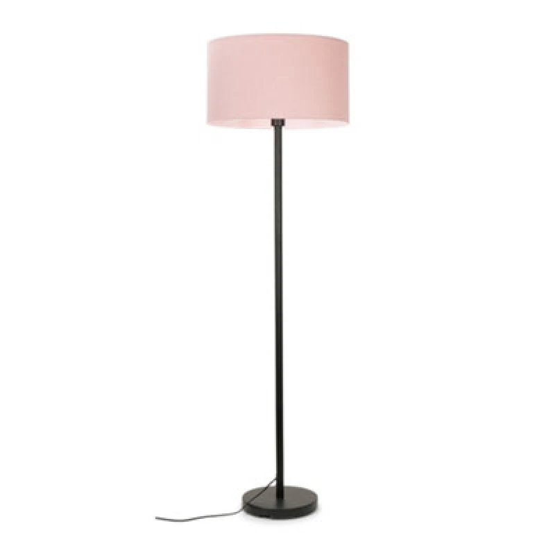Image of ValueLights Charlie Metal Black Floor Lamp With Large Pink Shade Black