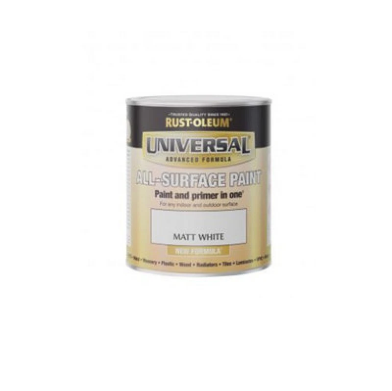 Image of Rust-Oleum Universal All Surface Brush On Paint - Matt - White - 250Ml