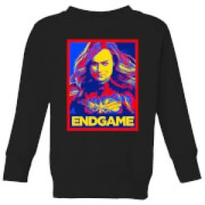 Image of Avengers Endgame Captain Marvel Poster Kids Sweatshirt - Black - 11-12 Years