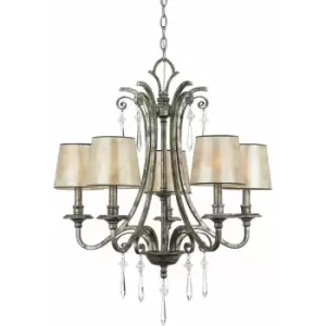Image of Loops - 5 Bulb Chandelier Hanging Pendant LIght MottLED Silver LED E14 60W Bulb