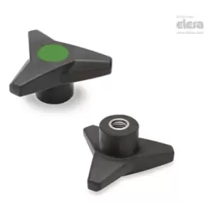 Image of ELESA Soft Three-arm knob-VB.839/100 SST-M12-Soft-C17 Green