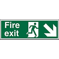 Image of Fire Exit Sign Down Right Arrow Acrylic 15 x 45 cm