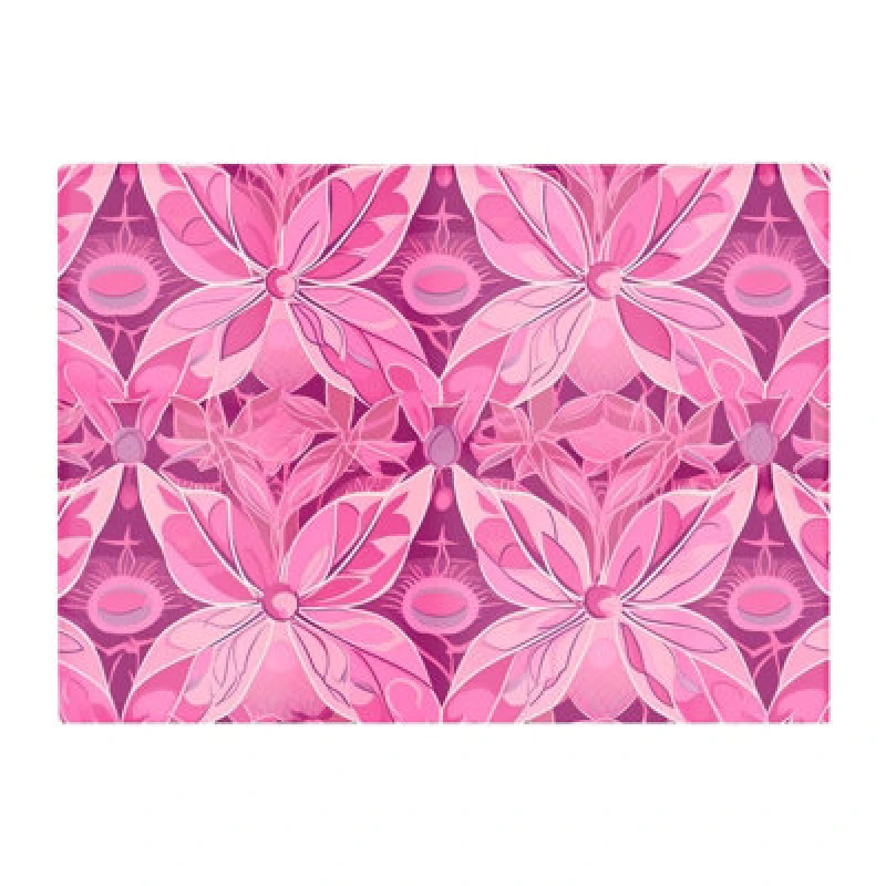 Image of Warren Reed Designer Pink Abstract Floral Design Glass Chopping Board
