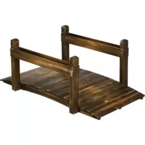 Image of Outsunny 5FT Wooden Arc Footbridge for Pond Backyard Stream, Stained Finish - Carbonised finish